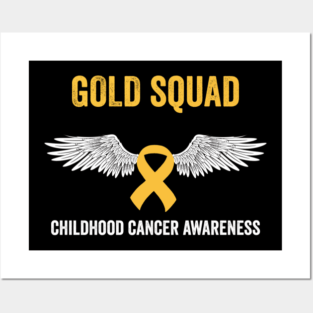 Gold squad childhood cancer awareness month - childhood cancer warrior Wall Art by Merchpasha1